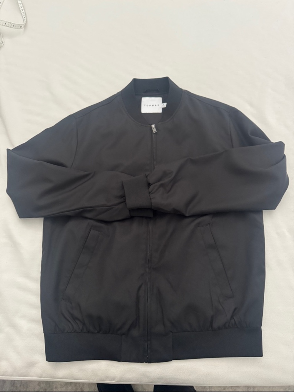 Topman Relaxed Fit Black Bomber Jacket